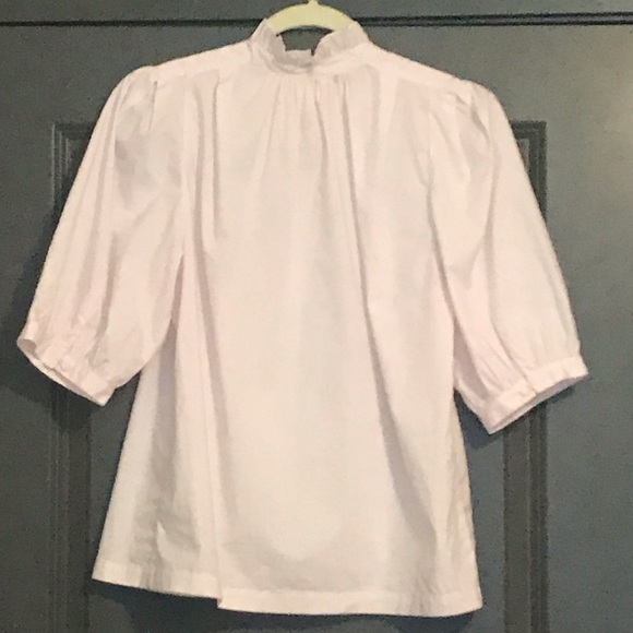 Rebecca Taylor Pink Cotton Ruffle Neck Blouse - Picture 2 of 5